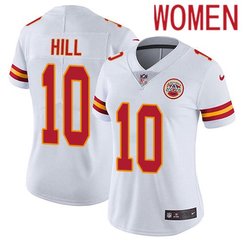 Women Kansas City Chiefs #10 Tyreek Hill Nike White Vapor Limited NFL Jersey->women nfl jersey->Women Jersey